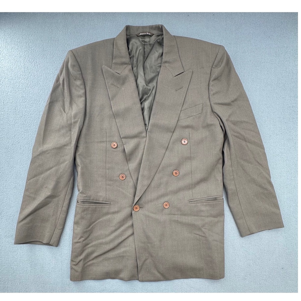 VTG Canali Milano Suit Sz 48 Double Breasted Cuffed Italy Designer Old Money